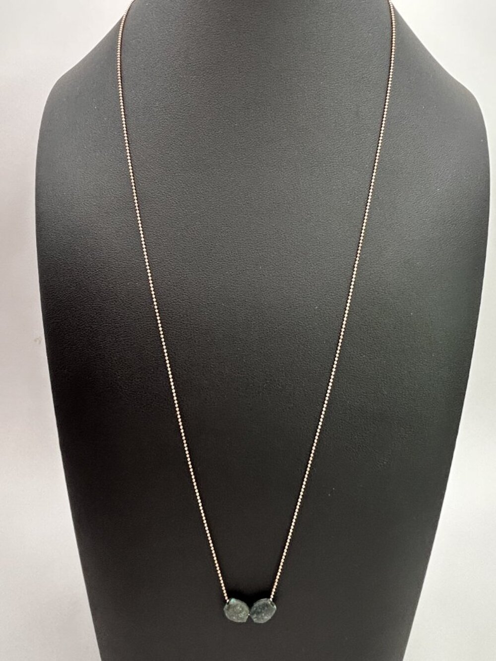 925 Sterling Silver 360in Long Necklace Green Stone Beads Designer